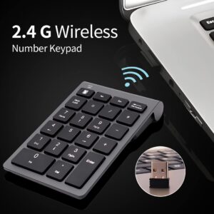 LIANGSTAR Number Pad, Wireless Numeric Keypad 22 Keys Portable Keyboard Extensions with 2.4GHz USB Receiver for 10 Key Financial Accounting Data Entry, Surface Pro, Laptop, Desktop, PC, Notebook