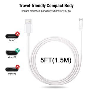 Rahhaze 5 Ft Micro USB Charging Cord Fit for Simplehuman Mirror 5" 8" Round Lighted Makeup Mirror Charger Adapter - White