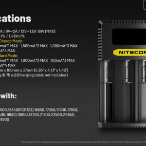 Nitecore Ci4 Four Bay Universal Battery Charger Support 16340 14500 18650 21700 Lithium Ion AA AAA Ni-MH Ni-CD, USB-C QC PD with Lumentac Battery Organizer