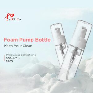 Foam Pump Bottle - 7OZ SOTICA 2PCS Foam Bottle Dispenser Reusable Foam Spray Bottle Travel Empty Foam Dispenser Pump Bottle Plastic Foam Dispenser Bottle Foaming Refillable Soap Dispenser