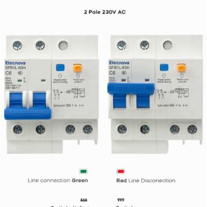 Elecnova 6-63A Miniature Circuit Breaker, 2Pole+N AC 20amp Breaker 230V, DIN-Rail Mounted MCB, Circuit Leakage, Overload, Short-Circuit Trip, 110V / 120V Available