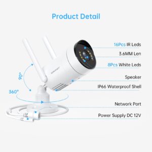 SMONET 3MP WiFi Camera Without DC Charger, Please Check If It can Works for Your Model. Replacement and Extra Camera Camera System,Two Way Audio,SpotLights Night Vsion