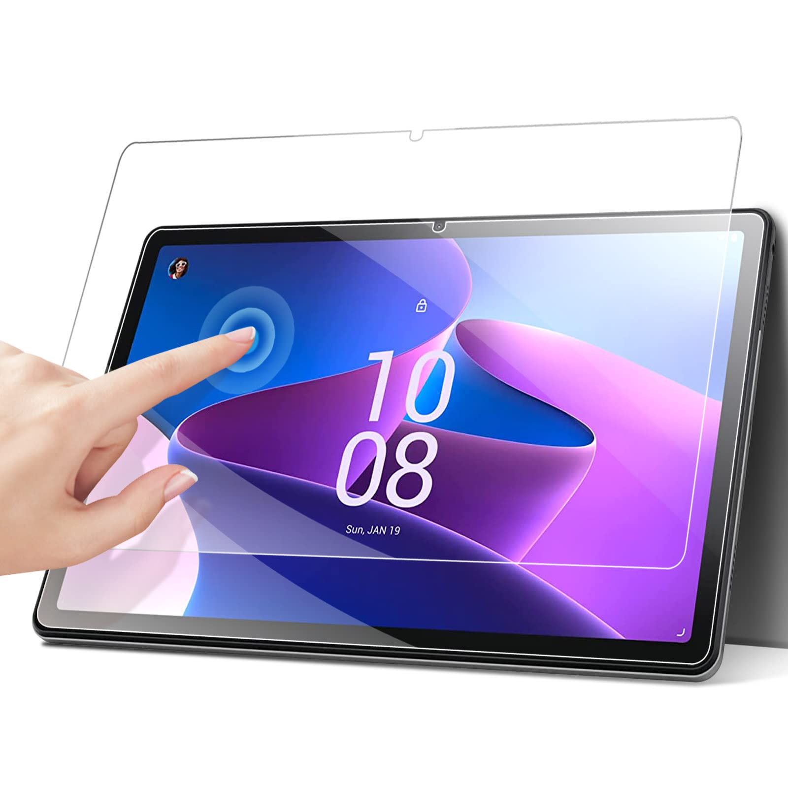 DETUOSI 2-PACK Screen Protector for Lenovo Tab M10 Plus 3rd Gen 10.6" 2022 (TB125FU TB128FU TB128XU), Ultra-Clear/Case Friendly/Touch Sensitive/Bubble Free/Anti-Scratch Mica Tempered Glass