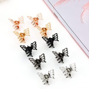 Wecoe 30 Pcs Small Butterfly Hair Accessories: Tiny Mini Claw Clips in Rose Gold, Silver, Black Metal - Cute Decorative Hair Clips for Kids, Toddlers, Women - Christmas Gift