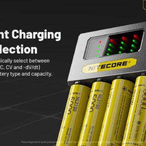 Nitecore Ci4 Four Bay Universal Battery Charger Support 16340 14500 18650 21700 Lithium Ion AA AAA Ni-MH Ni-CD, USB-C QC PD with Lumentac Battery Organizer