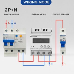 Elecnova 6-63A Miniature Circuit Breaker, 2Pole+N AC 20amp Breaker 230V, DIN-Rail Mounted MCB, Circuit Leakage, Overload, Short-Circuit Trip, 110V / 120V Available