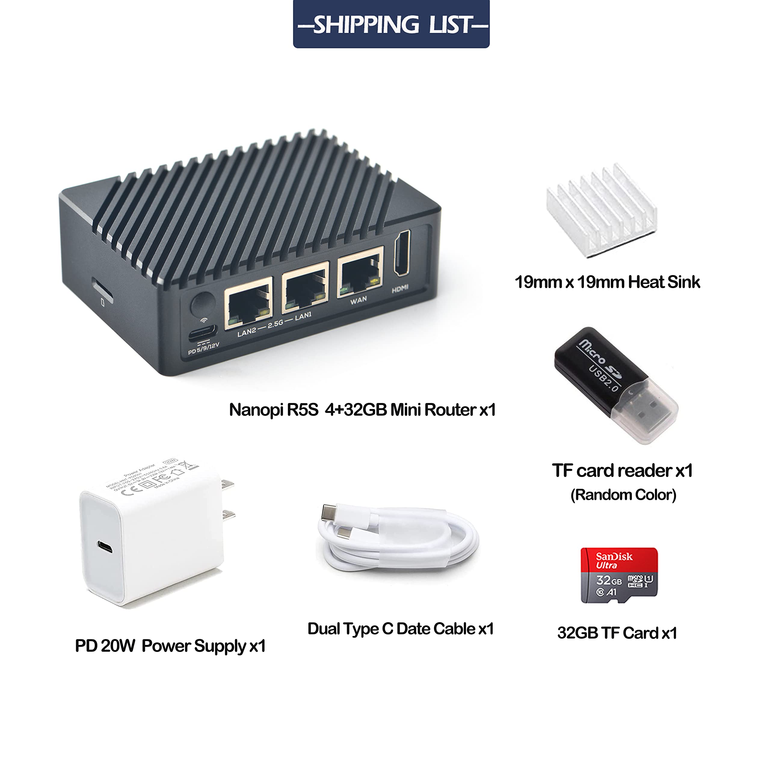 FriendlyElec Nanopi R5S Mini Router OpenWRT with Three Gbps Ethernet Ports 4GB RAM LPDDR4X Based in RK3568 Soc for IOT NAS Smart Home Gateway (with Metal Case) Support Debian Linux Ubuntu