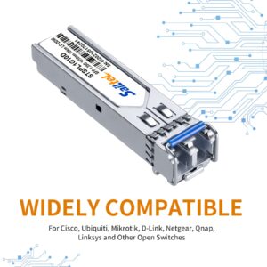 1.25 Gigabit Single Mode LC Duplex Transceiver,1000Base-LX Dual Fiber SFP Module,1310nm SMF, up to 10 km,DDM，Compatible with Cisco, Ubiquiti, Mikrotik,Netgear, Dlink and More (10Pack)