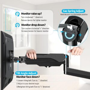 MOUNTUP Single Monitor Wall Mount for Max 32 Inch Computer Screen, Fully Adjustable Gas Spring Monitor Arm, Wall Mounted Monitor Holder Support 2.2-17.6lbs Display, VESA Bracket Fit 75x75mm, 100x100mm