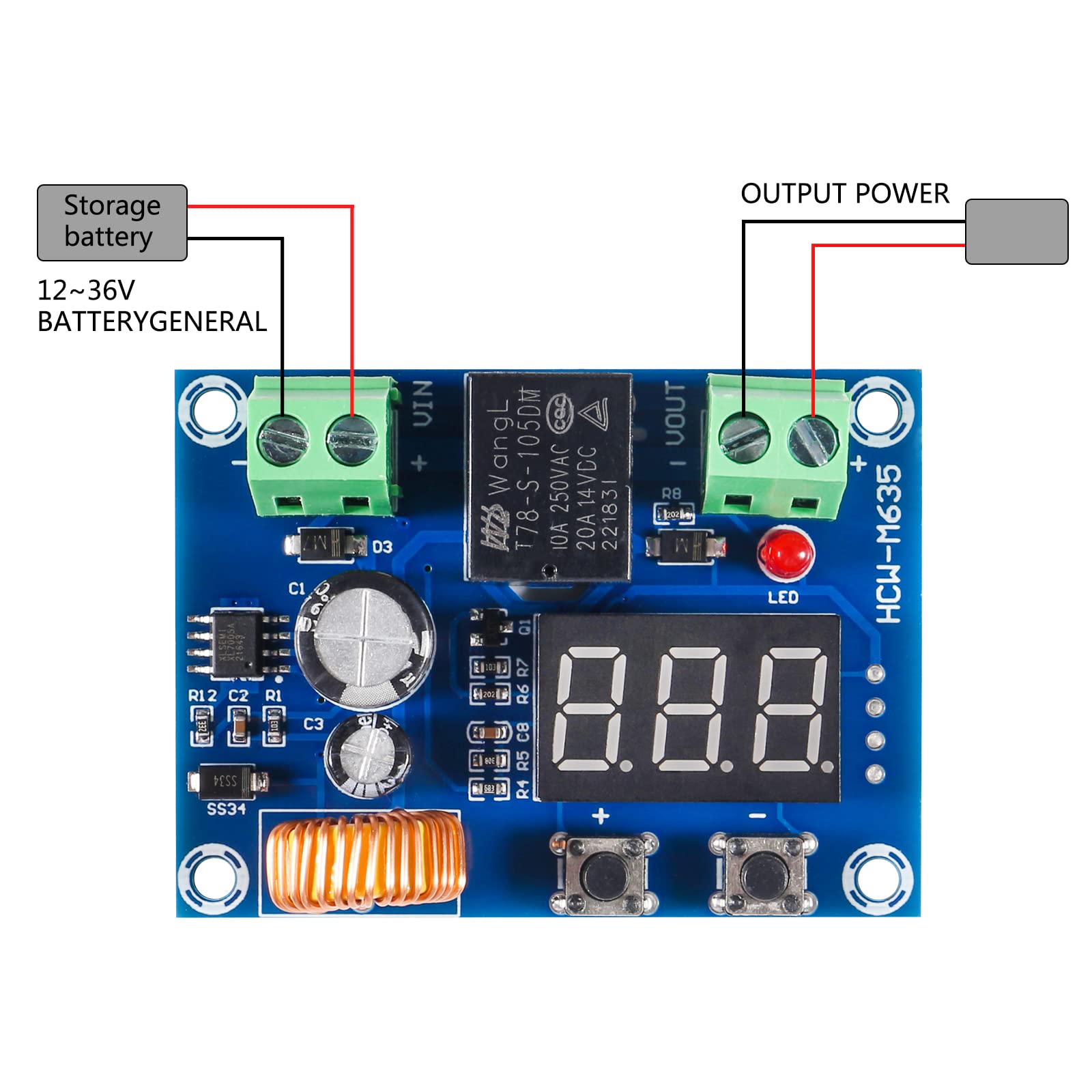 Diitao 5PCS 12V-36V DC Voltage Protection Module XH-M609 Digital Low Voltage Protector Disconnect Switch Protection Module