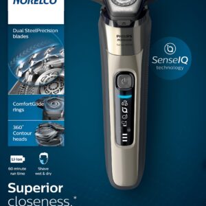 Philips Norelco 9400 Rechargeable Wet/Dry Electric Shaver with SenseIQ and Comfort Glide Ring Technology, Silver, S9502/83