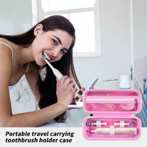 Toothbrush Travel Case Compatible with Oral-B Pro 1000, 2000, 3000, 3500, 1500/ for Philips Sonicare ProtectiveClean 4100 5100 Electric Toothbrush with Mesh Pocket for Accessories - Pink (Bag Only)