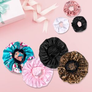 Silk Cap Satin Bonnet Hair Bonnet for Sleeps Satin Cap for Hair Bonnets for Women Hair Caps Silk Bonnet for Natural Hair (4 Pieces)