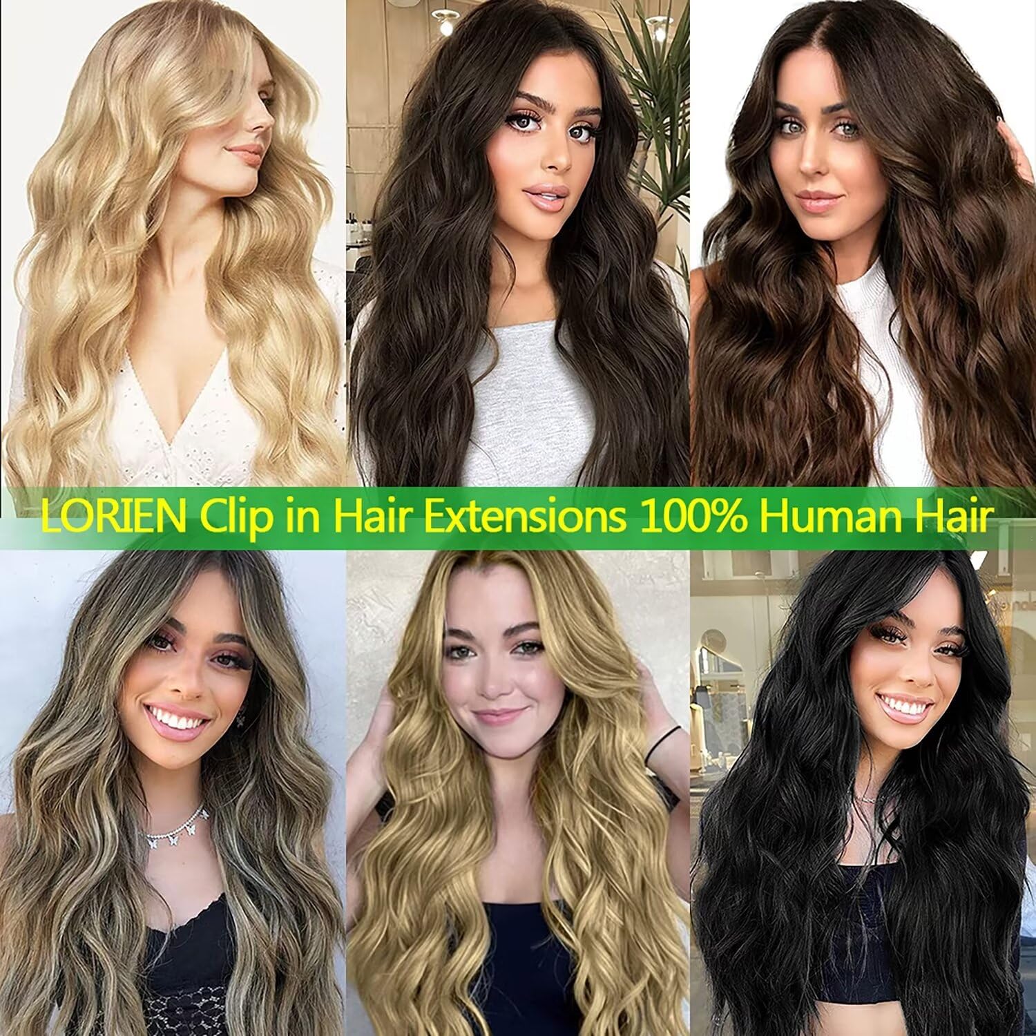 LORIEN Clip in Hair Extensions Real Human Hair, 16 Inch 90g, 1B Natural Black, Clip in 100% Brazilian Remy Human Hair Extensions 8pcs Per Set with 18 Clips Double Weft