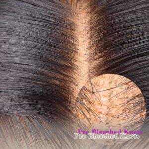 Myshinywigs Bleached Knots 5x5 Real HD Lace Closure Skinlike Straight Human Hair Closure Pre Plucked with Baby Hair Brazilian Virgin Thin Invisible 5x5 Lace Closure Serrated Edge 14 Inch Closure Only