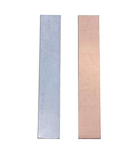 NIONSUPPLY Pure Copper Zinc Anode Set 99.95% High Purity Copper Zinc Electrode Strips Set 0.039''x0.98''x5.98''(1mmx25mmx152mm) (19 GA) Zinc Copper Electrode Strip for Electroplating and Plating