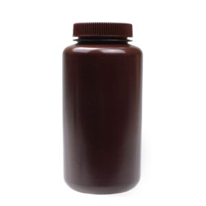 united scientific supplies 33466 | laboratory grade hdpe wide mouth amber reagent bottle | designed for laboratories, classrooms, or storage at home | 1,000ml (1l) capacity | pack of 6