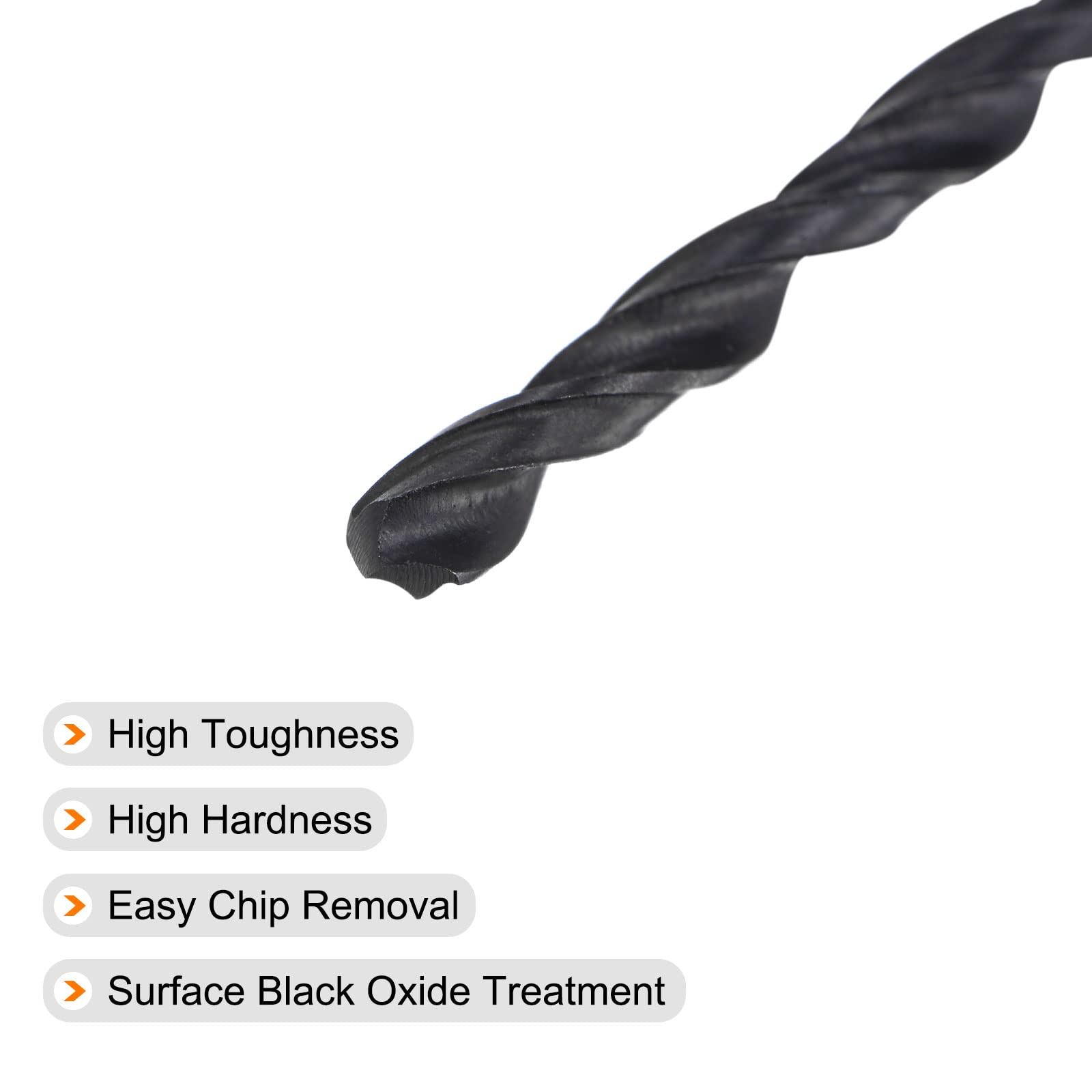 uxcell 6542 High Speed Steel Straight Shank Twist Jobber Drill Bit, Fully Ground Black Oxide Drill Bits 3.3mm Drill Diameter 65mm Total Length 5 Pcs