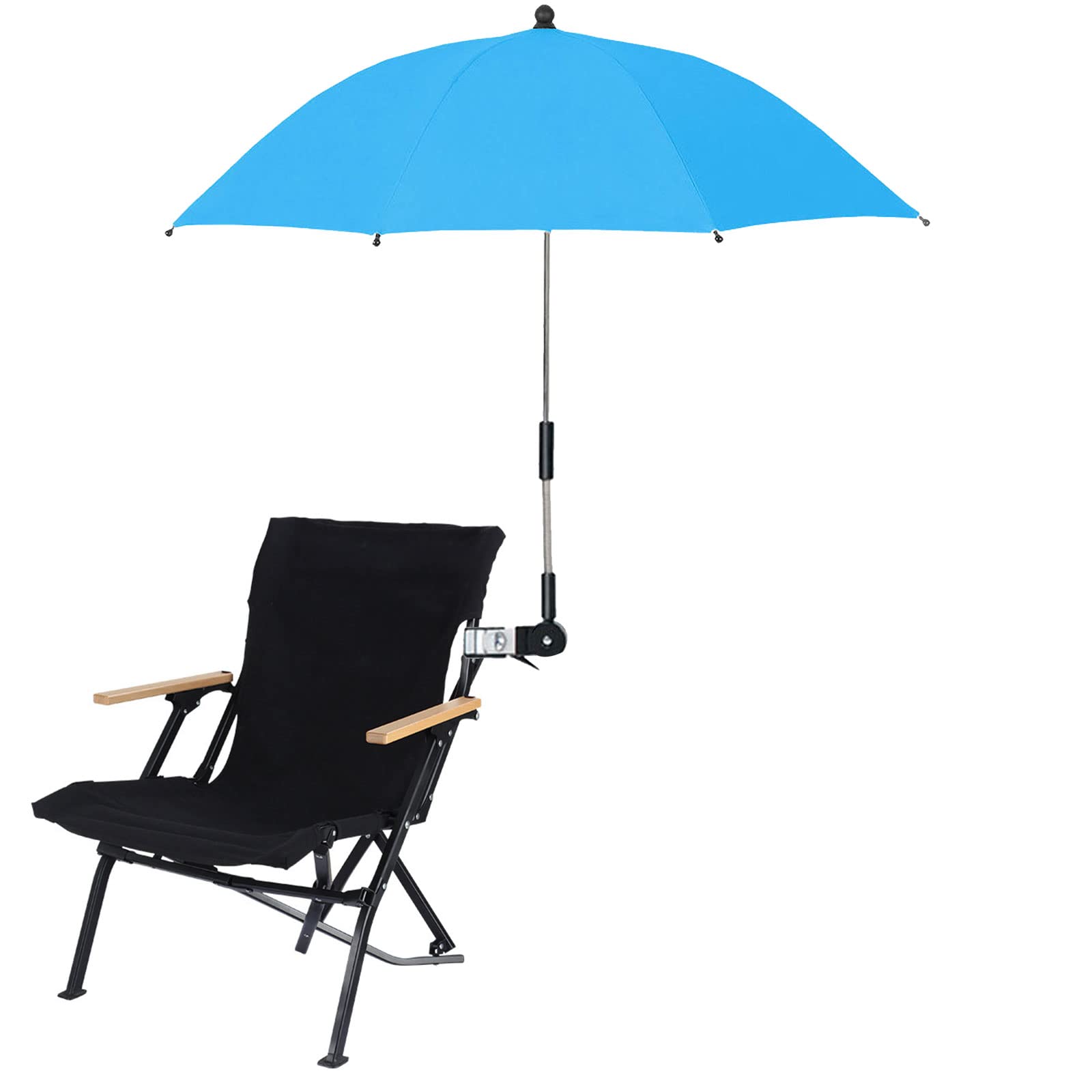 MANMAOHE Stroller Umbrella, Chair Umbrella with Clamp Adjustable 360° Universal Umbrella for Stroller, Patio, Beach Chair (Blue)