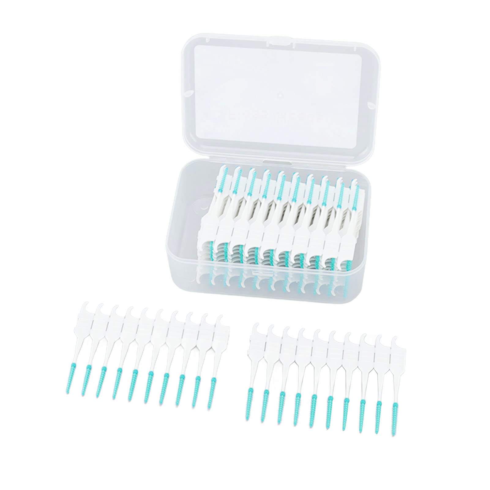 Mumusuki 200pcs Portable Interdental Toothpicks Interdental Brush Soft Silicone Head Floss Toothpick Brush with Case for Oral Care(Mint Green)