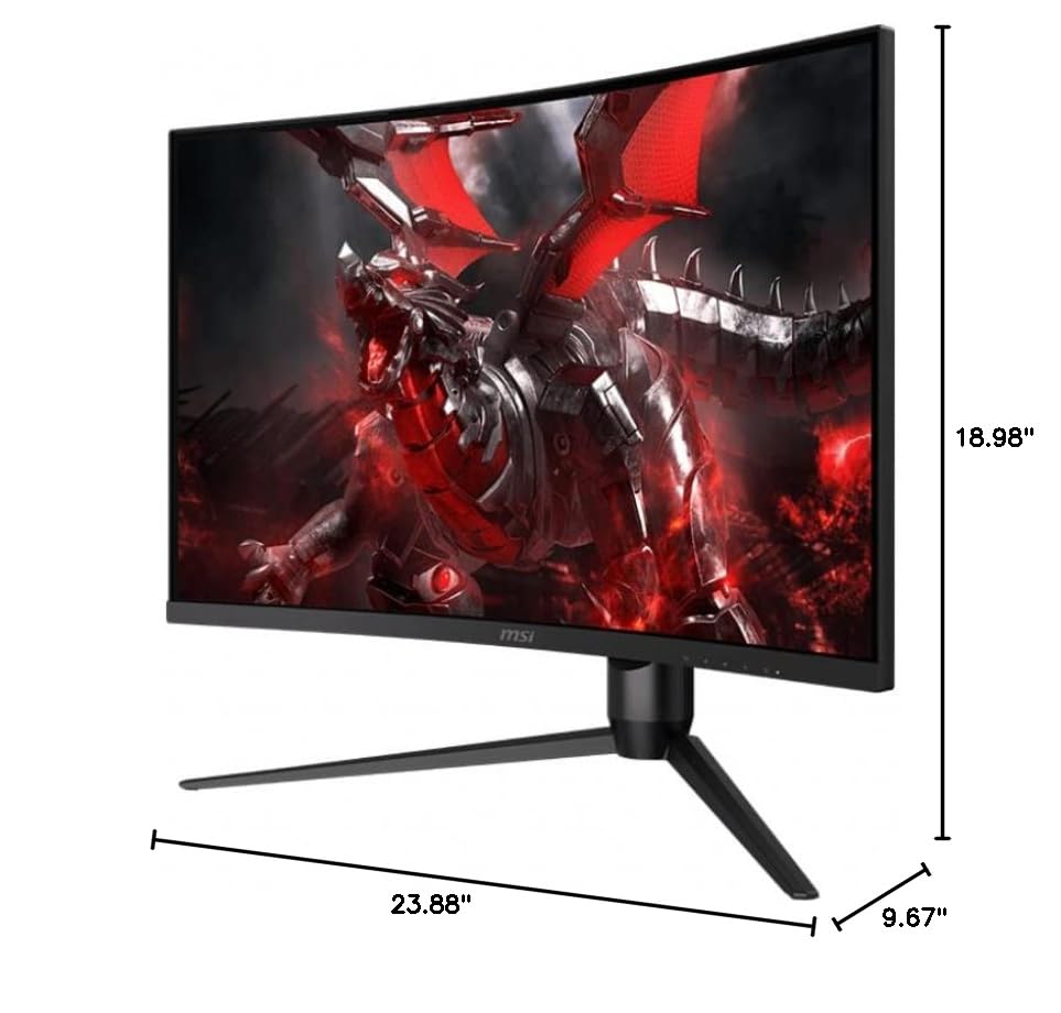 MSI G271CP, 27" Gaming Monitor, 1920 x 1080 (FHD), VA, 165Hz, FreeSync Premium, HDMI, Displayport, Tilt, Swivel, Height Adjustable,Pivot,Black