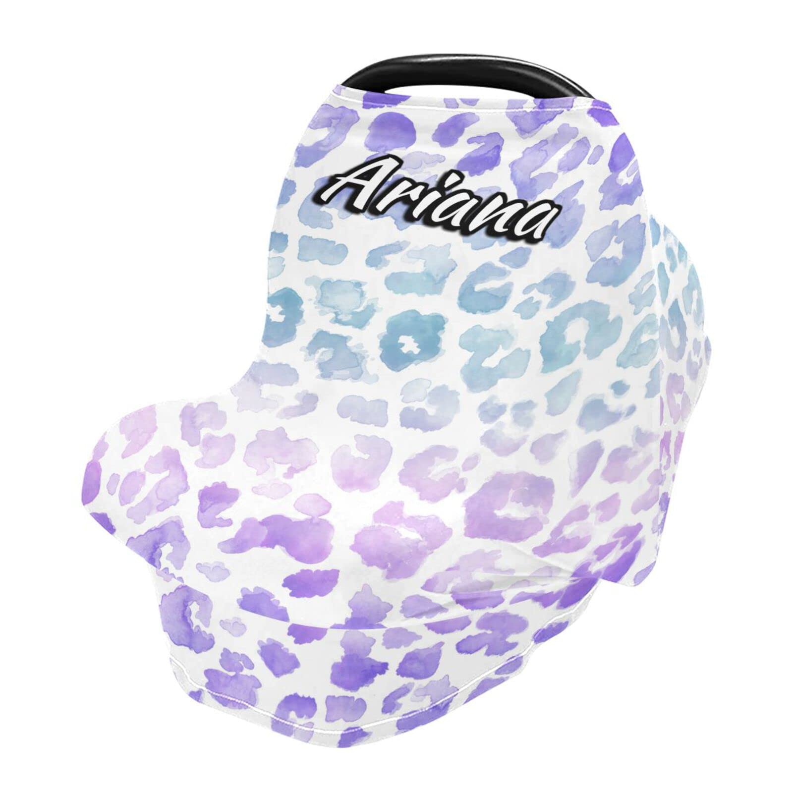 Custom Leopard Tie Dye Stretchy Baby Car Seat Canopy Presonalized Infant Stroller Cover Multi Use Baby Carseat Cover Customized Nursing Cover for High Chair