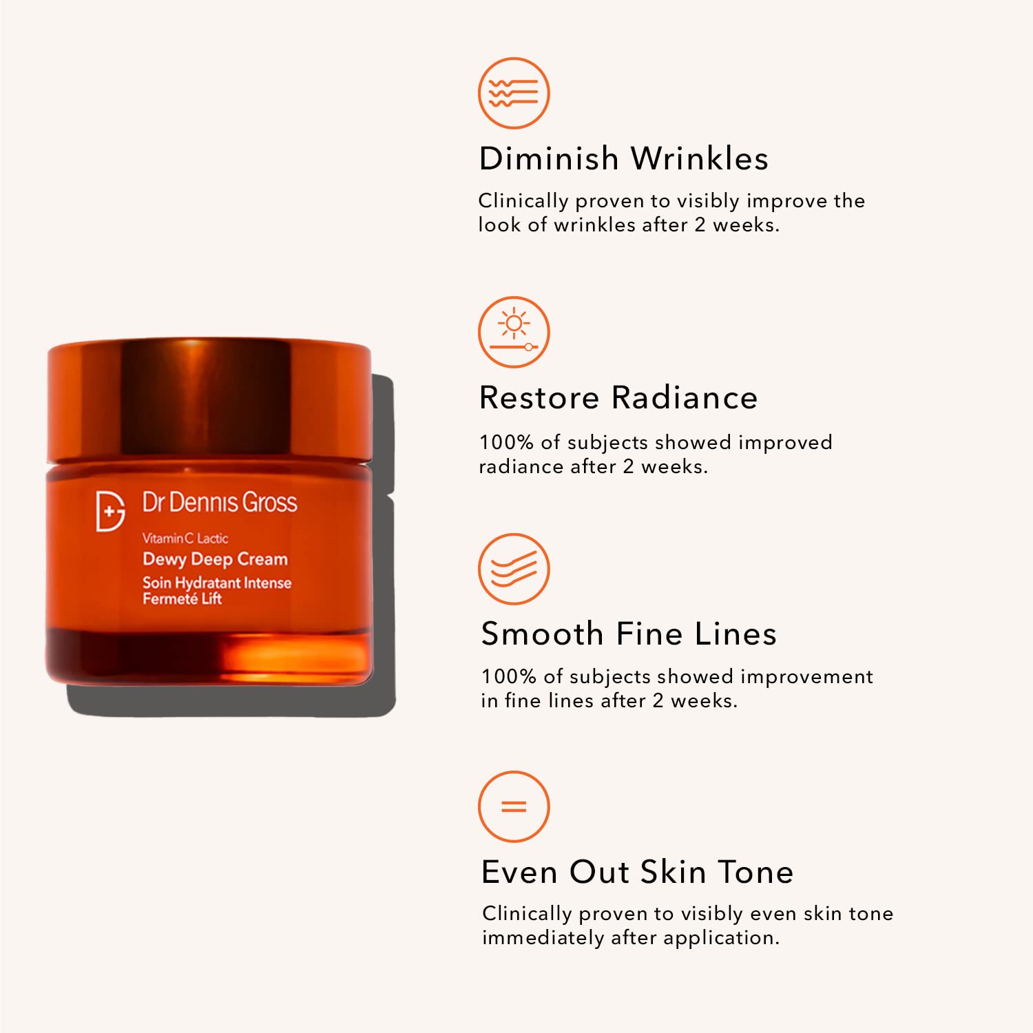 Dr Dennis Gross Vitamin C Lactic Dewy Deep Cream: Ultra-Rich, Replenishing Cream for a Dewy Finish, 2 oz