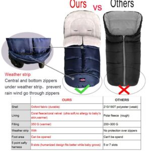 funlife 0-4T Anti-Kick Winter Warm Stroller Blanket,Cozy Baby Sleeping Bag Cocoon Adaptable for All Strollers Waterproof,Anti-Slip,Extendable,Multifunction Use Footmuff for Stroller Blanket