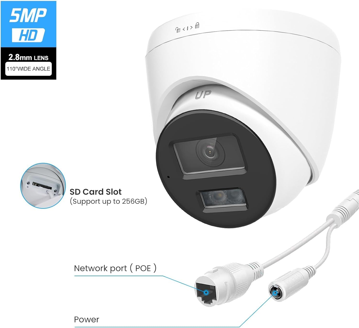 Anpviz 5MP IP PoE Turret Camera with Mic/Audio, Human & Vehicle Detection, Wired Security Camera Outdoor, 100ft Clear Night Vision, 120dB Ture WDR, IP67 Waterproof, SD Card Slot (up to 256GB)