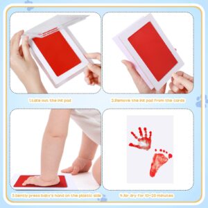 6 Pcs Extra Large Clean Touch Ink Pad for Baby Handprints and Footprints, Non Toxic Inkless Infant Hand and Foot Stamp Pet Paw Print with 12 Cards, Baby Footprint Kit for Family Memory Gift