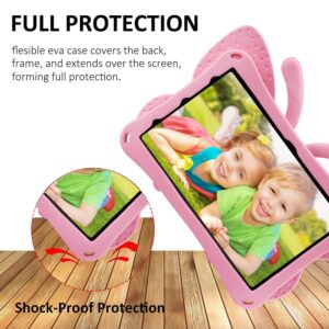 FW Fire HD 8 2020 Tablet Case Kids, Amazon HD 8 2020 Butterfly Case with Kickstand Light EVA Full Boby Drop Protective Rugged Shockproof Kid-Proof Fire HD 8 Kids Tablet Case for Girls Kids Gift (Pink)