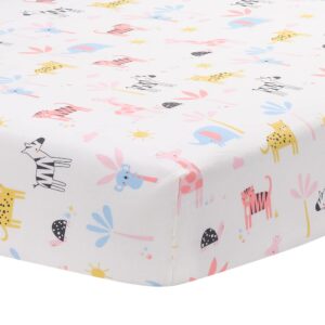 lambs & ivy snuggle jungle pastel safari cotton jersey baby fitted crib sheet