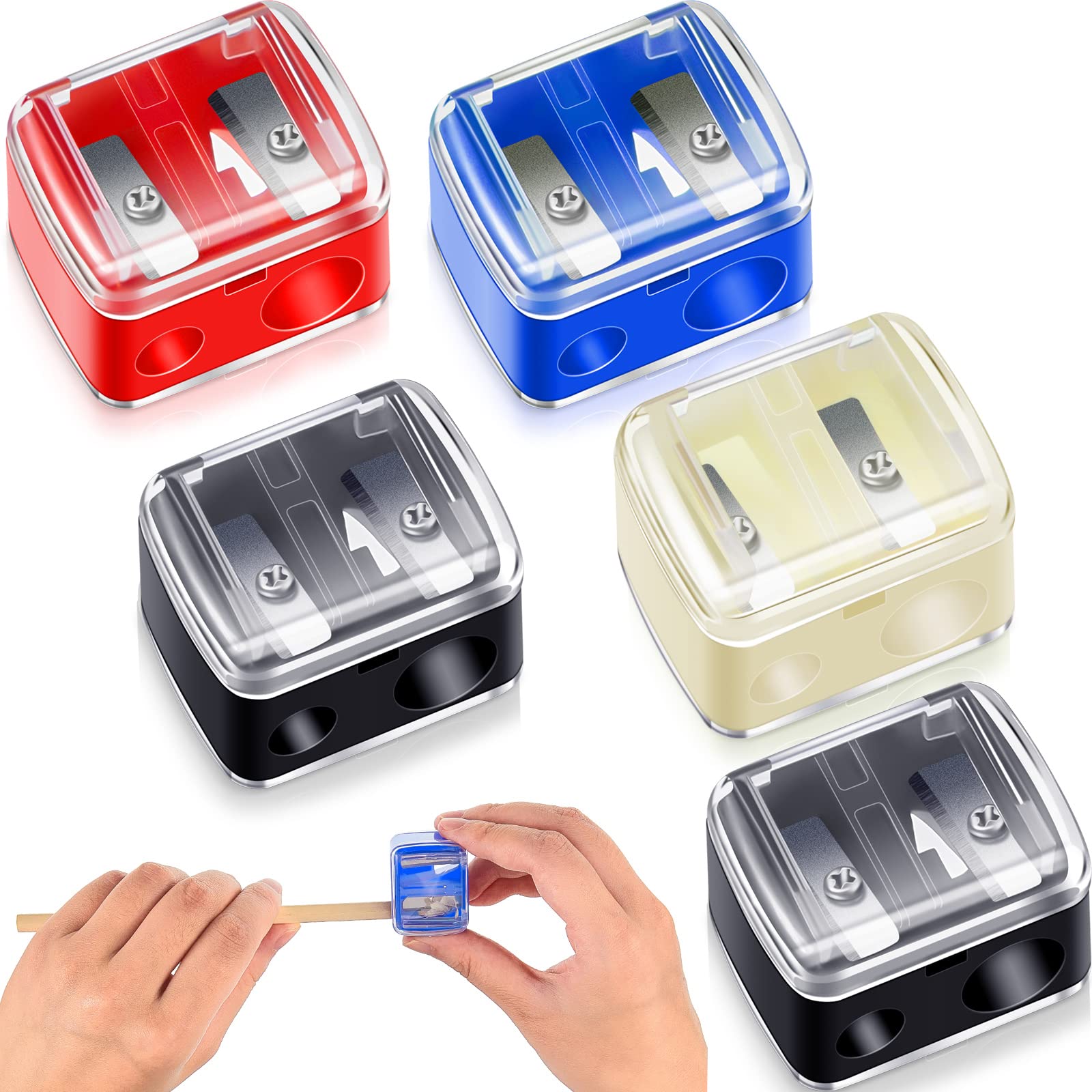 5 Pack Makeup Pencil Sharpener Eyeliner Sharpener Lip Pencil Sharpener Cosmetic Pencil Sharpener Dual Sharpener (Colorful)