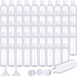 50 Piece 3.4 oz Travel Bottles with Flip Cap Clear Plastic Empty Bottles Refillable Flip Cover Dispensing Squeeze Bottles with 2 Funnels Portable Refillable Containers for Travel Size Liquid Cosmetics