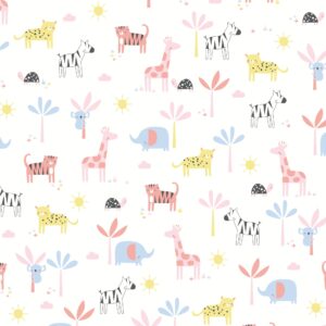 Lambs & Ivy Snuggle Jungle Pastel Safari Cotton Jersey Baby Fitted Crib Sheet