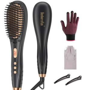 benherofun hair straightener brush, hair straightener comb straightening brush for women with 16 temps, 20s fast heating & anti-scald