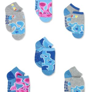 Nickelodeon Blueâ€™s Clues & You Boyâ€™s Toddler 6 Pack Quarter Gripper Socks (Small (4-6), Grey)