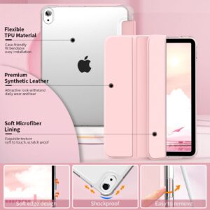 Kenke for iPad Air 6th Generation Case 11 inch (2024) iPad Air 5th Generation Case (2022) / iPad Air 4th Generation Case (2020) 10.9 Inch Case with Pencil Holder & Soft TPU Back Shell (Light Pink)