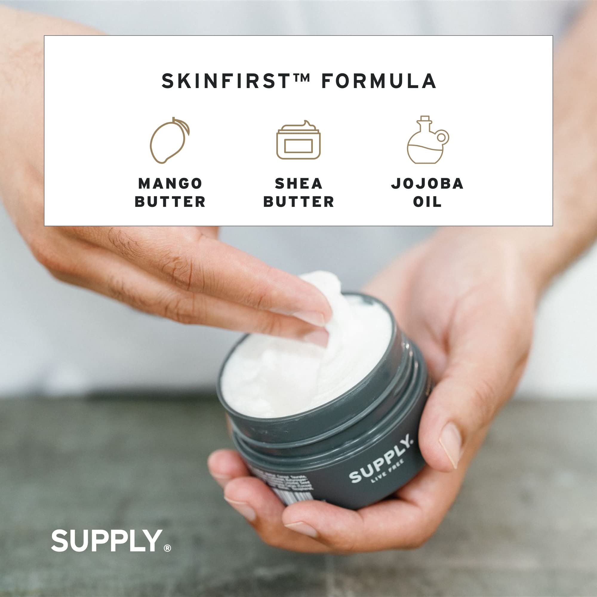 SUPPLY Ultra Lather Shaving Cream Sandalwood & Cedar - Hypoallergenic Formula for Men - 3.4 Oz Jar - Naturally Soothes and Protects, Guards Against Razor Burn and Irritation