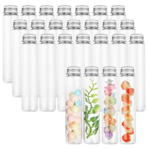 40 pack clear plastic test tubes, 110 ml flat test tubes with screw caps, plastic test tube container for bath salts, candy storage, scientific party, plant propagation