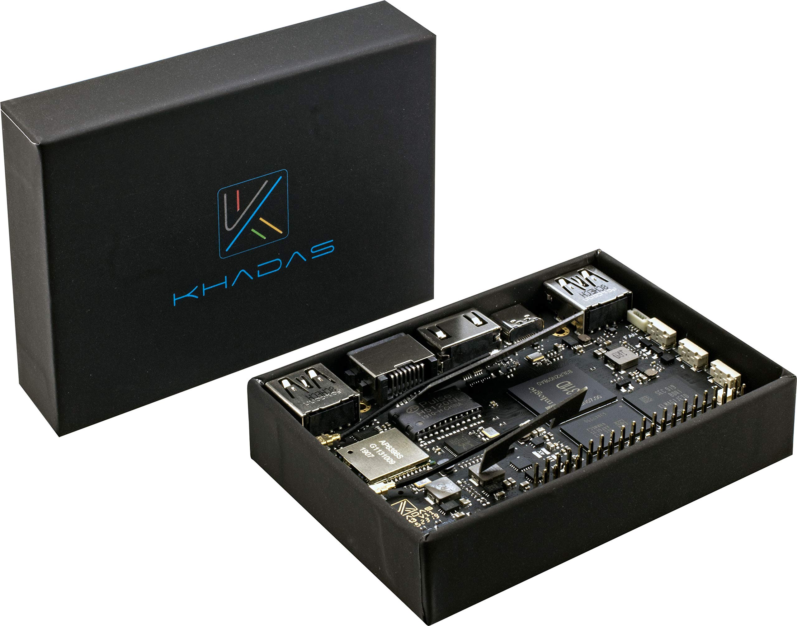 Khadas Single Board Computer, VIM3 Pro Amlogic A311D,Faster CPU,Neural Processing Unit for A.I.Switchable PCIe and USB 3.0,Dual Independent Displays,Dual Cameras (4+32GB)+OS08A10 8 megapixel HDR Camer