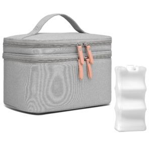 qiuxqiu breast pump bag for hands-free wearable breast pumps、bottles,pump parts, and storage bag，tote bag，multi-function breastmilk cooler bag insulated bag,with cooler including 1pcs ice pack(gray)