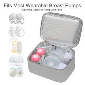 QIUXQIU Breast Pump Bag for Hands-Free Wearable Breast Pumps、Bottles,Pump Parts, and Storage Bag，Tote Bag，Multi-Function Breastmilk Cooler Bag Insulated Bag,with Cooler Including 1pcs Ice Pack(Gray)