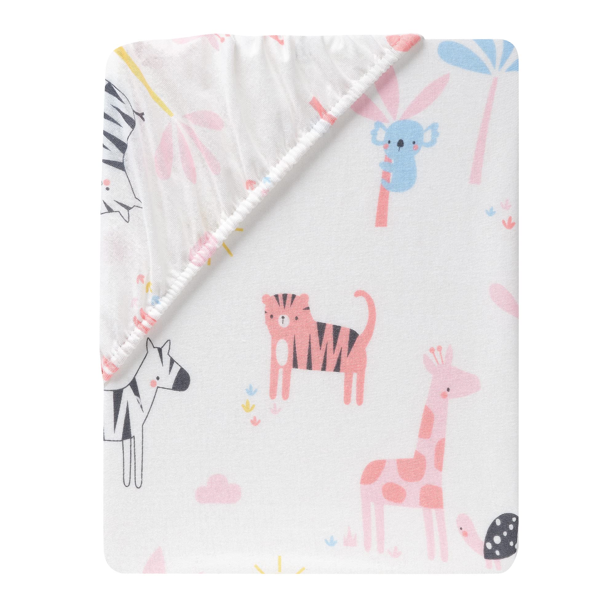 Lambs & Ivy Snuggle Jungle Pastel Safari Cotton Jersey Baby Fitted Crib Sheet