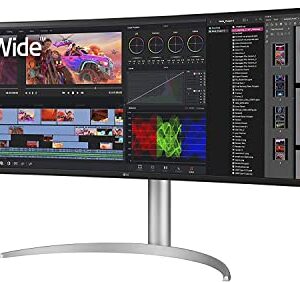 LG 49WQ95C-W 49 Inch 32:9 Curved UltraWide DQHD (5120 x 1440) Nano IPS Monitor, NVIDIA G-SYNC Compatible & AMD FreeSync Premium Pro, HDMI 2.1 & USB Type-C (90W PD), Tilt/Height/Swivel Adjustable