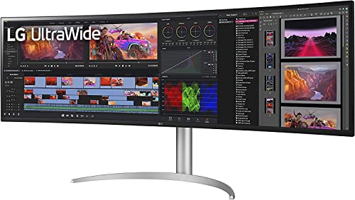 LG 49WQ95C-W 49 Inch 32:9 Curved UltraWide DQHD (5120 x 1440) Nano IPS Monitor, NVIDIA G-SYNC Compatible & AMD FreeSync Premium Pro, HDMI 2.1 & USB Type-C (90W PD), Tilt/Height/Swivel Adjustable