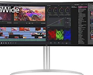 LG 49WQ95C-W 49 Inch 32:9 Curved UltraWide DQHD (5120 x 1440) Nano IPS Monitor, NVIDIA G-SYNC Compatible & AMD FreeSync Premium Pro, HDMI 2.1 & USB Type-C (90W PD), Tilt/Height/Swivel Adjustable