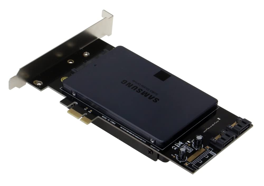 SEDNA - PCI Express (PCIe) Dual 2.5 Inch SSD / HDD Mounting Adapter (Short Double Side SSD Version) ( with Built in Power Circuit, no Need SATA Power Connector, ), SSD/HDD not Included