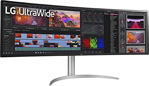 LG 49WQ95C-W 49 Inch 32:9 Curved UltraWide DQHD (5120 x 1440) Nano IPS Monitor, NVIDIA G-SYNC Compatible & AMD FreeSync Premium Pro, HDMI 2.1 & USB Type-C (90W PD), Tilt/Height/Swivel Adjustable