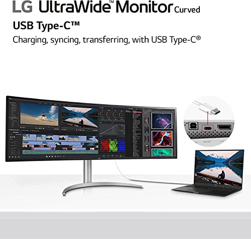 LG 49WQ95C-W 49 Inch 32:9 Curved UltraWide DQHD (5120 x 1440) Nano IPS Monitor, NVIDIA G-SYNC Compatible & AMD FreeSync Premium Pro, HDMI 2.1 & USB Type-C (90W PD), Tilt/Height/Swivel Adjustable